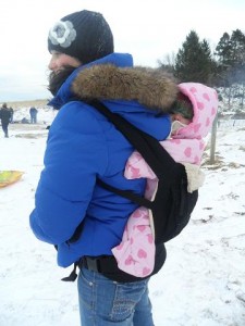 Evelyn on Katy's back