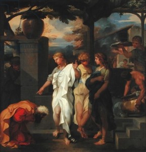 Abraham bows before the angels