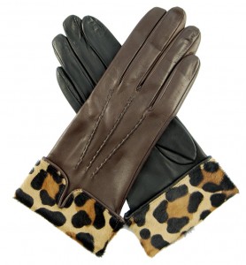 Leopard-lined gloves