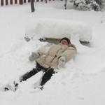 Linda makes a snow angel
