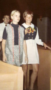 Lynn and Meg in aisle